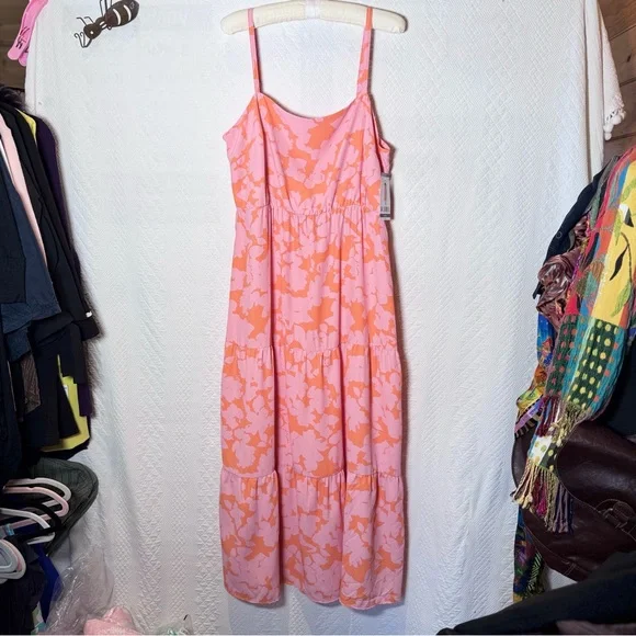 NEW Social Standard by sanctuary Smocked Back Dress Size XXL Melon Floral - Picture 3 of 8